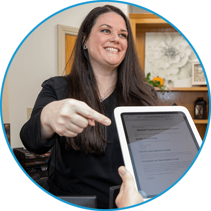 person filling out forms